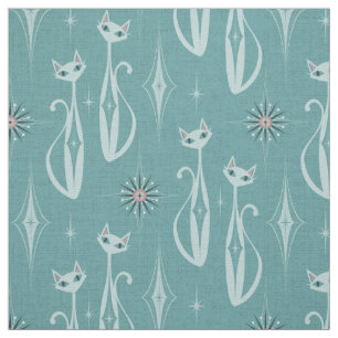 Sternexplosion Diamond Cats auf blauem Boden Stoff