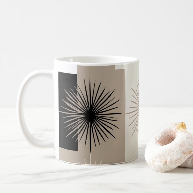 Sternexplosion Minimalistisches Design Beige Schwa Kaffeetasse (Mit Donut)