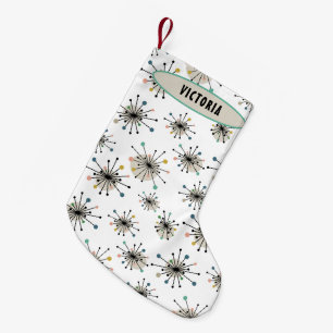 Sternexplosion mit Namen Mitte Jahrhundert Moderne Kleiner Weihnachtsstrumpf