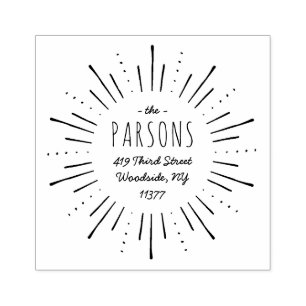 Sternexplosion Monogram Address Briefmarke Gummistempel