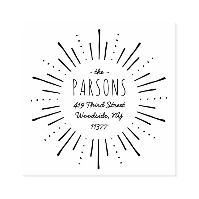 Sternexplosion Monogram Address Briefmarke Gummistempel (Prägung)