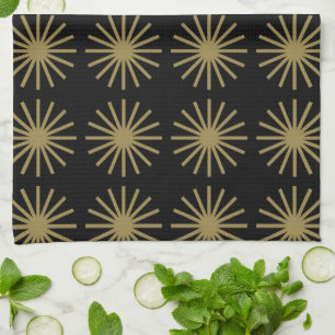 Sternexplosion Muster Gold & Linen Weiß Geschirrtuch