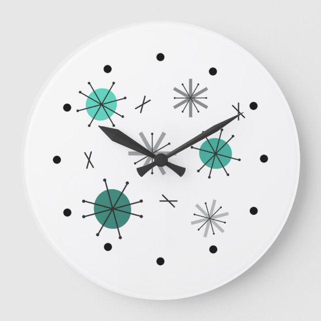 Sternexplosion Planets Turquoise Große Wanduhr (Vorderseite)
