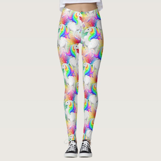 Sternexplosion Prinzessin Einhorn mit Sternen Leggings (Vorderseite)