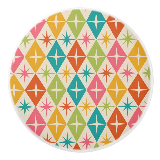 Sternexplosionen aus dem Mittelalter auf farbenfro Keramikknauf (Vorderseite)