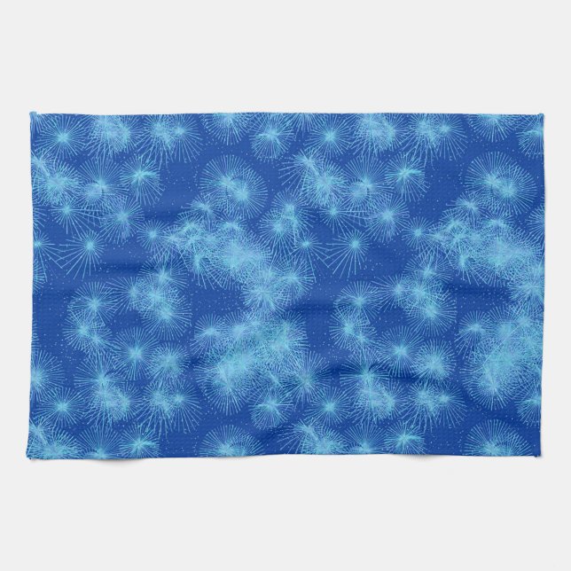 Sternexplosionen aus Eiskristall, blauer Hintergru Geschirrtuch (Horizontal)