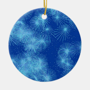 Sternexplosionen aus Eiskristall, blauer Hintergru Keramik Ornament