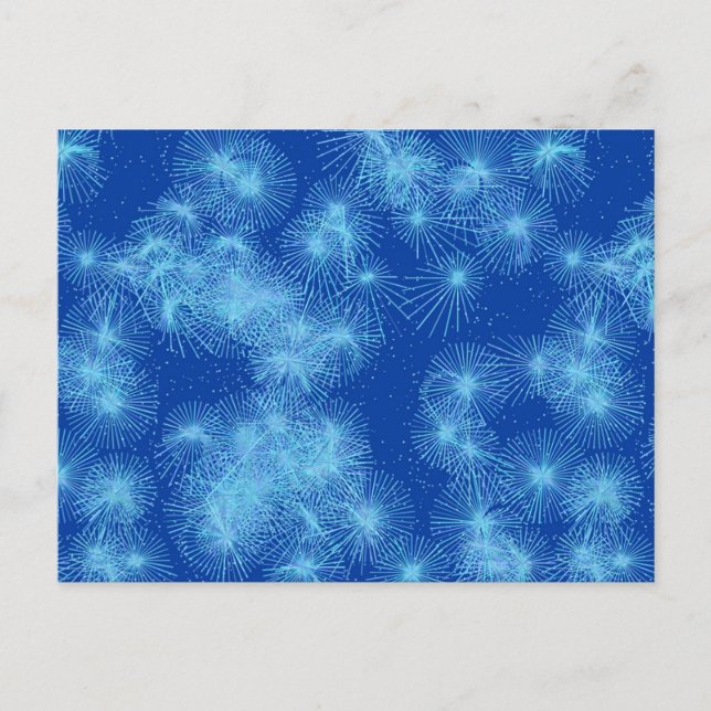 Sternexplosionen aus Eiskristall, blauer Hintergru Postkarte (Vorderseite)