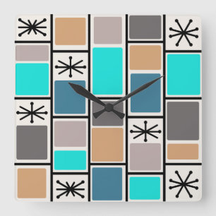 Sternexplosionen des Atomzeitalters der 50er Jahre Quadratische Wanduhr