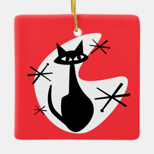 Sternexplosionen Katzenkatze im Atomalter CUSTOM F Keramikornament (Vorderseite)