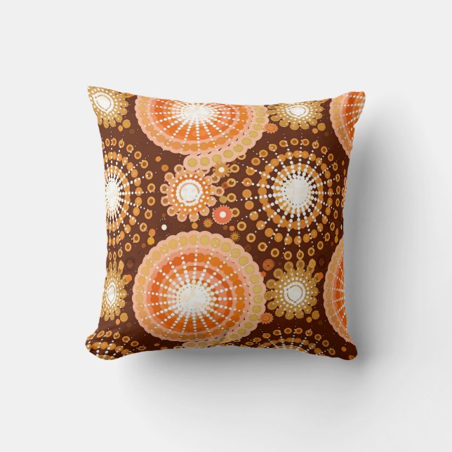 Sternexplosionen und Nadelräder, schokoladenbraun  Kissen (Vorderseite)