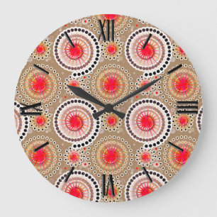 Sternexplosionen und Nadelräder, Taue, rot, weiß Große Wanduhr