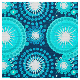 Sternexplosionen und Pinwheels, Indigo und Türkis Stoff