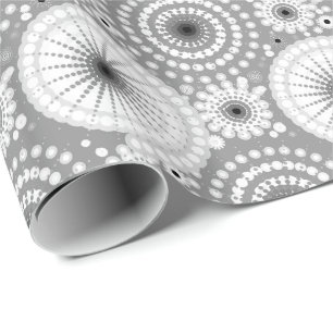 Sternexplosionen und Zahnräder, grau, schwarz und  Geschenkpapier