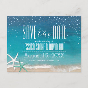 Sternfisch-Strand-Hochzeit Save the Date Ankündigungspostkarte