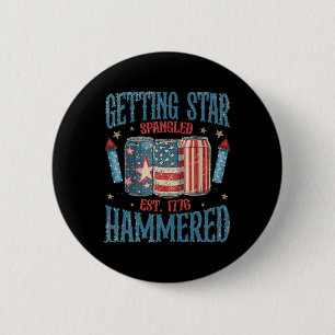 Sternförmig Betrunken Vintage 4. Juli Button