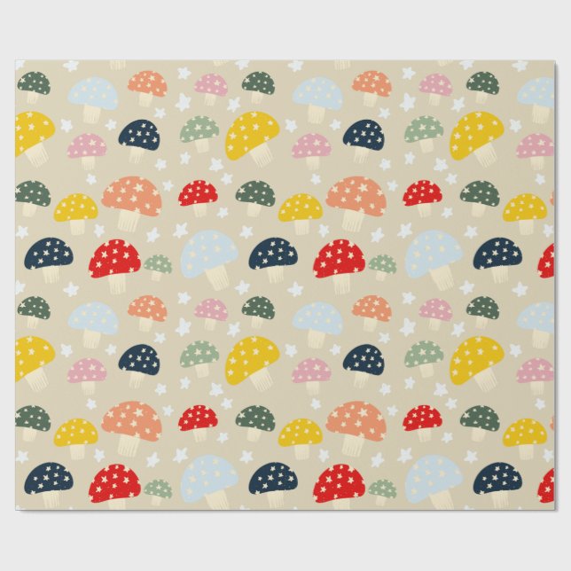 Sternförmige Pilze Geschenkpapier (Flach)