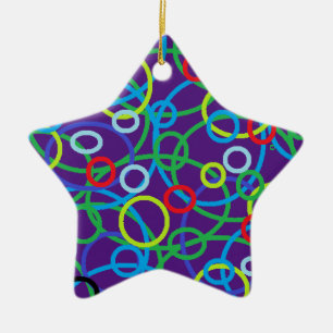 Sternförmiger Weihnachtsbaumanhänger mit Kreisen p Keramik Ornament