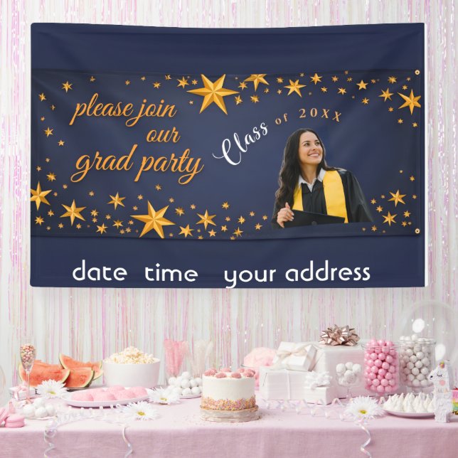 Sternförmiges goldenes Abschlussfeier-Banner Banner (Party)