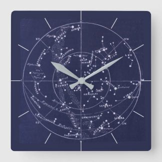 STERNKARTE | Vintage tiefblauer Nachthimmel Quadratische Wanduhr