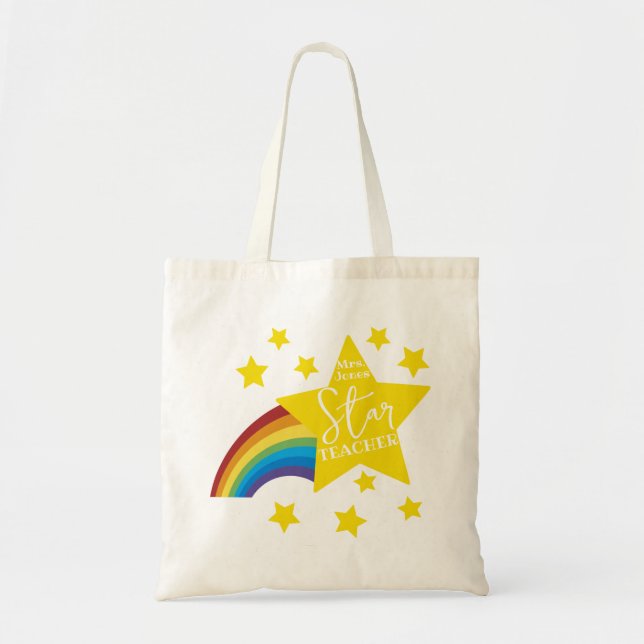 Sternlehrerregenbogen-Taschentasche für Lehrer Tragetasche (Vorne)