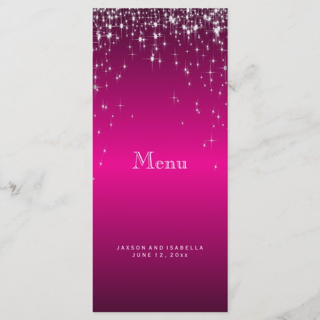 Sternlichter in heiß rosa - Menü Menükarte (Vorderseite)