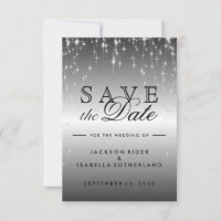 Sternlichter in metallischem Silber - Save the Dat