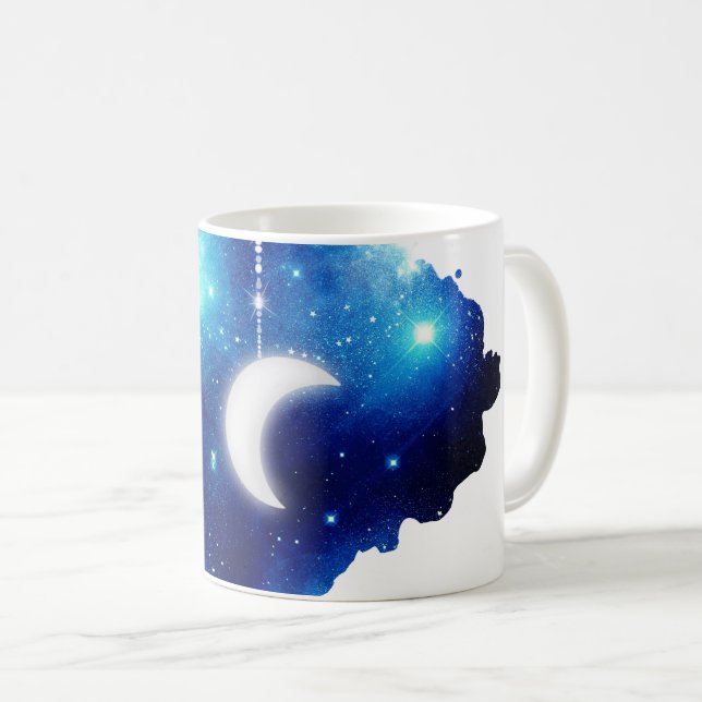 Sternmond Nachthimmel Himmelgalaxie Kaffeetasse (VorderseiteRechts)