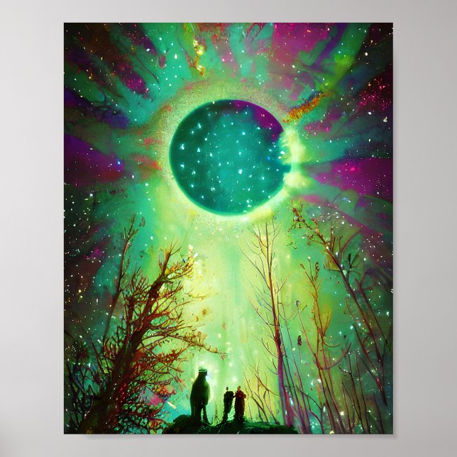 Sternmond und Nordlichter Poster (Vorne)