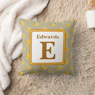 Sternmonogramm Initial Gelbgold Home-Dekor Kissen