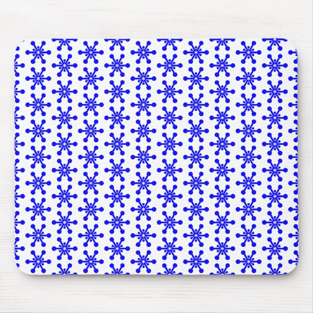 Sternmuster - Blau auf Weiß Mousepad (Vorne)