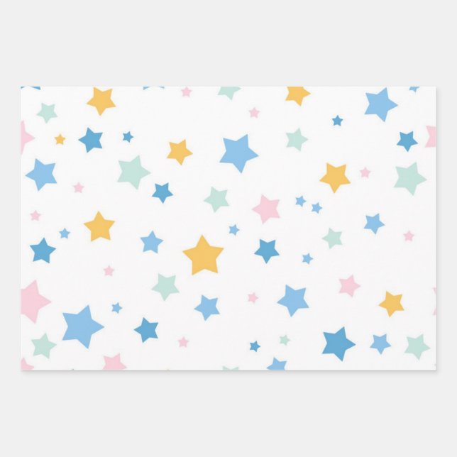 Sternmuster Geschenkpapier Set (Vorderseite)