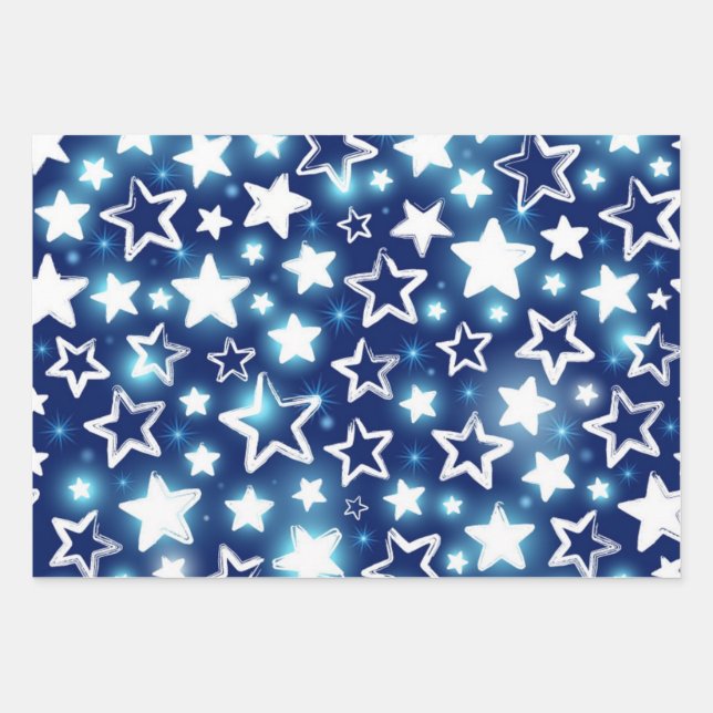 Sternmuster Geschenkpapier Set (Vorderseite)