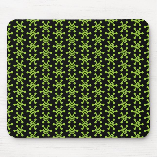 Sternmuster - Grün auf Schwarz Mousepad (Vorne)