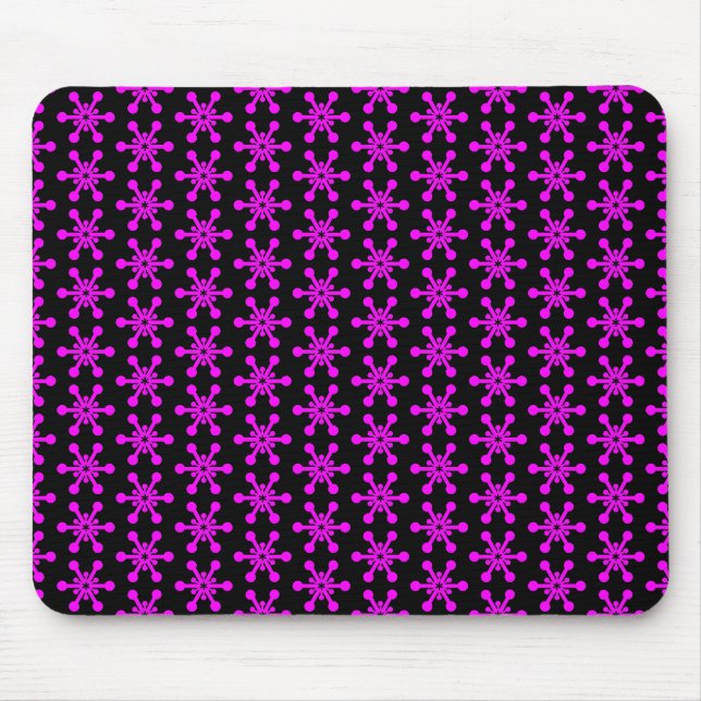 Sternmuster - Magenta auf schwarz Mousepad (Vorne)