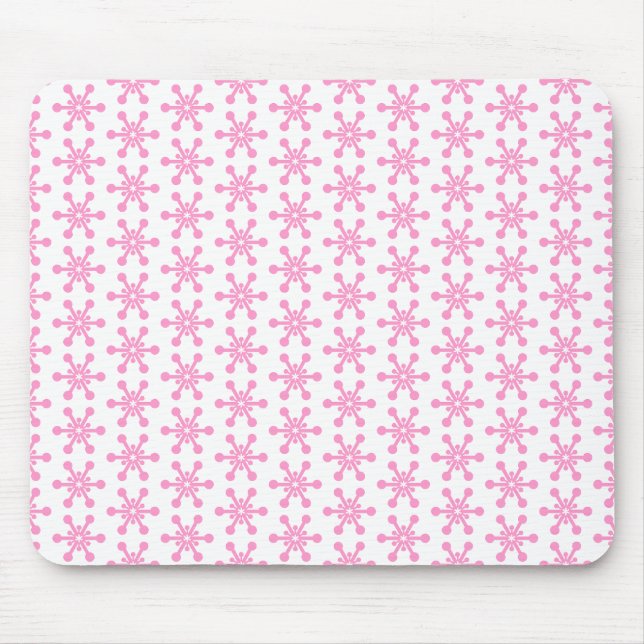 Sternmuster - Rosa auf Weiß Mousepad (Vorne)
