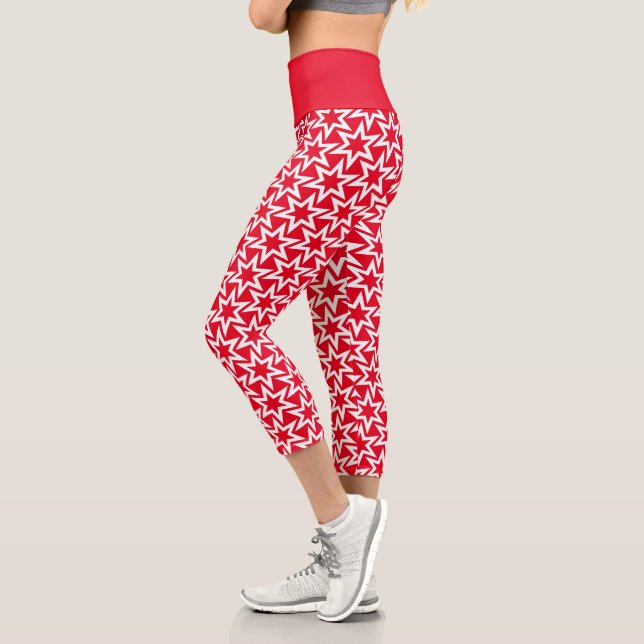 Sternmuster weiß und rot geometrisch capri leggings (Links)