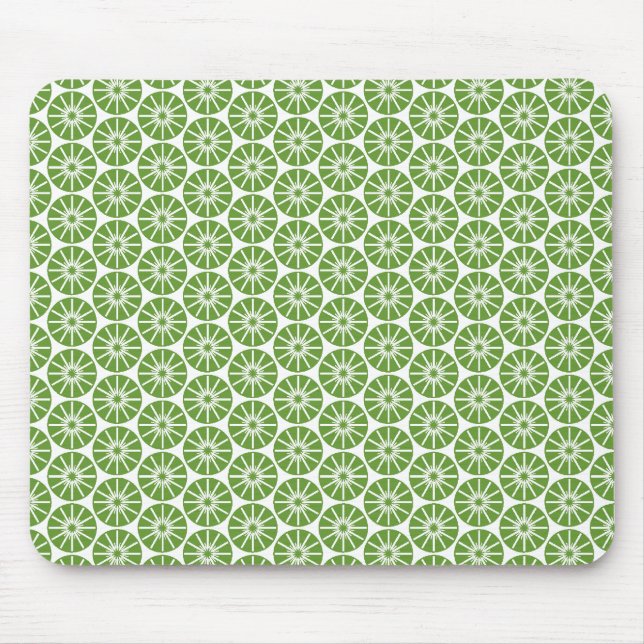 Sternradmuster - Grün auf Weiß Mousepad (Vorne)