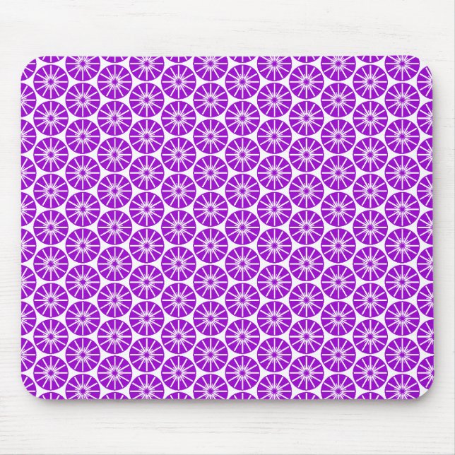 Sternradmuster - Lila auf Weiß Mousepad (Vorne)