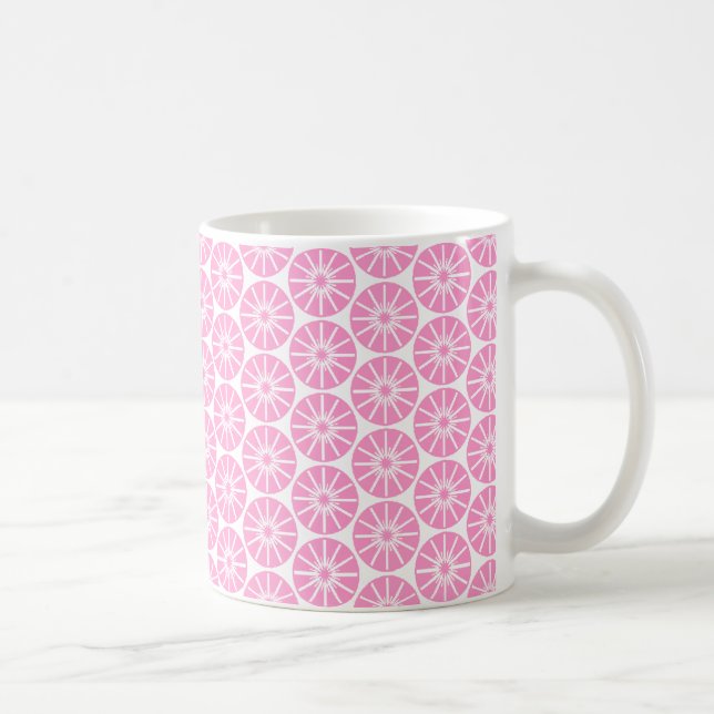 Sternradmuster - Rosa auf Weiß Kaffeetasse (Rechts)
