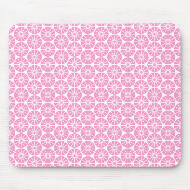 Sternradmuster - Rosa auf Weiß Mousepad (Vorne)