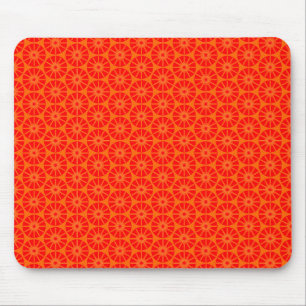 Sternradmuster - Rot auf Orange Mousepad