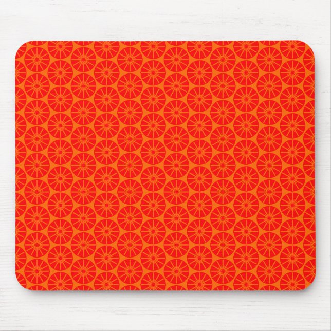 Sternradmuster - Rot auf Orange Mousepad (Vorne)