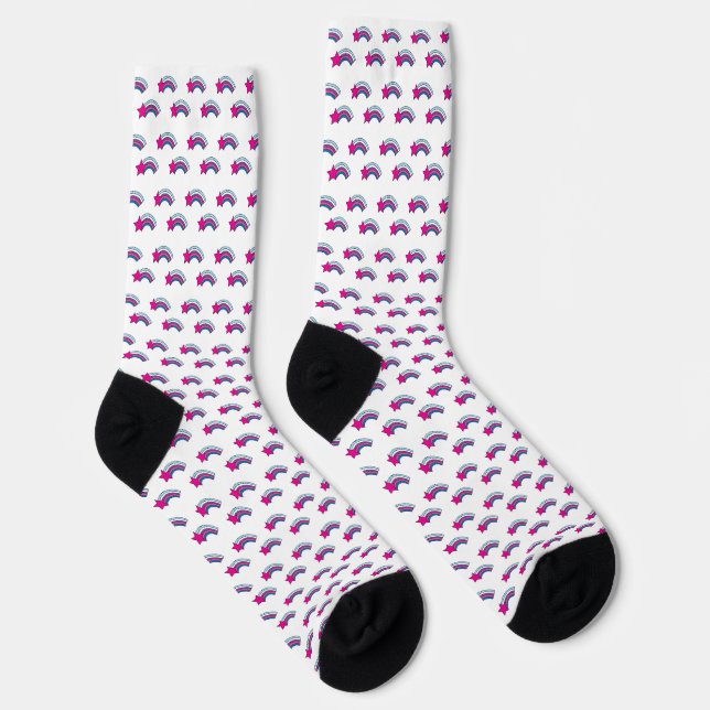 Sternschnuppe-Regenbogen-Muster Retro Pastell Socken (Rechts)