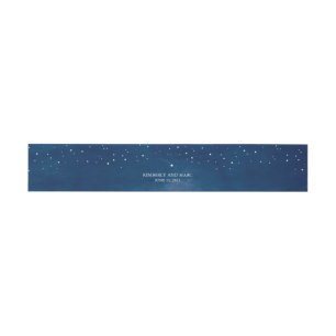 Sternschnuppen-Marine-Blau-Aquarell-Hochzeit Einladungsbanderole