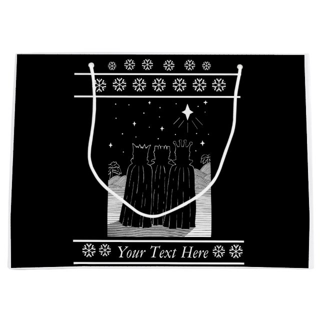 Sternschwarzweiss-Weihnachtsentwurf mit drei Große Geschenktüte (Vorderseite)