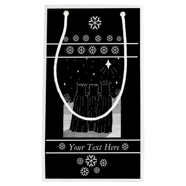 Sternschwarzweiss-Weihnachtsentwurf mit drei Kleine Geschenktüte (Vorderseite)