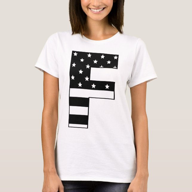 Sternstreifenbuchstabe F T-Shirt (Vorderseite)