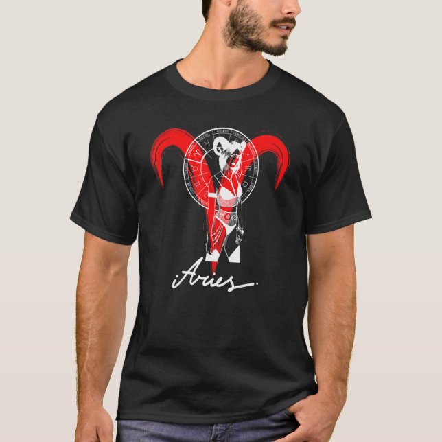 Sternzeichen Astrologie Horoskop Gothic Widder T-Shirt (Vorderseite)