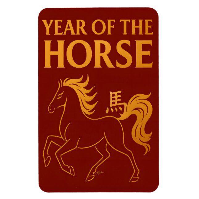 Sternzeichen Chinesisches Neujahr 2026 Pferd Magnet (Vertikal)